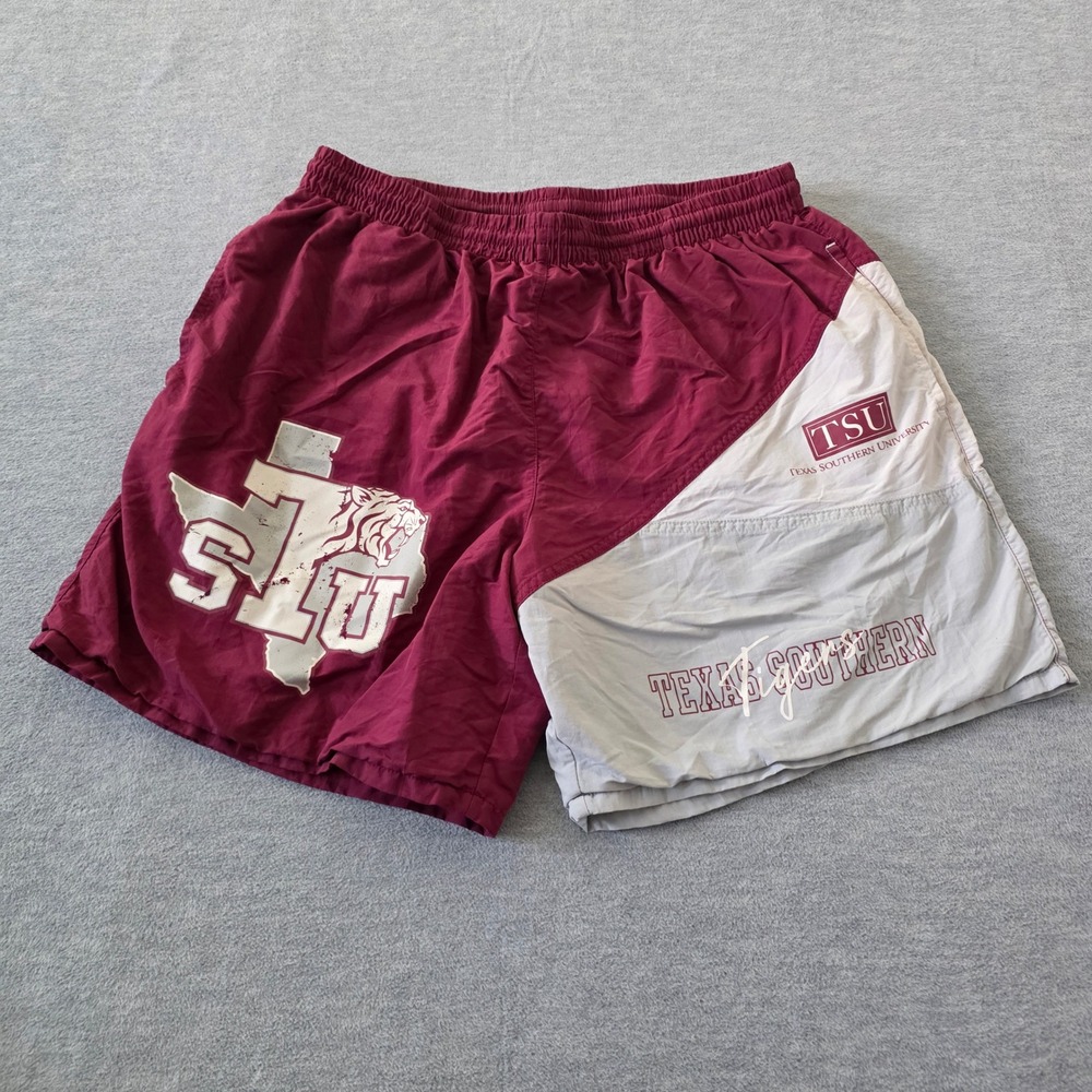 Mitchell & Ness Texas Southern University Tigers Maroon Grey Nylon Shorts Mens L